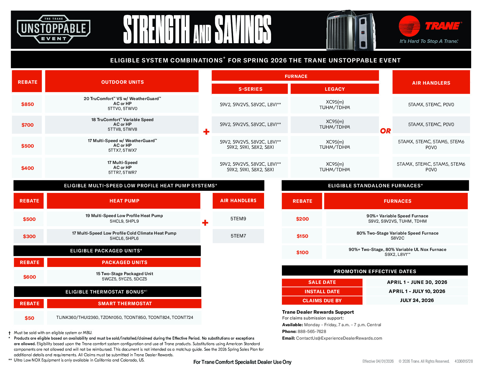 Trane 2026 spring qualifying equipment promotion details